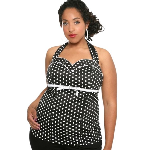 Torrid Black and White Polka Dot Halter Top - Picture 1 of 11